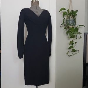 1950s Long sleeve black dress